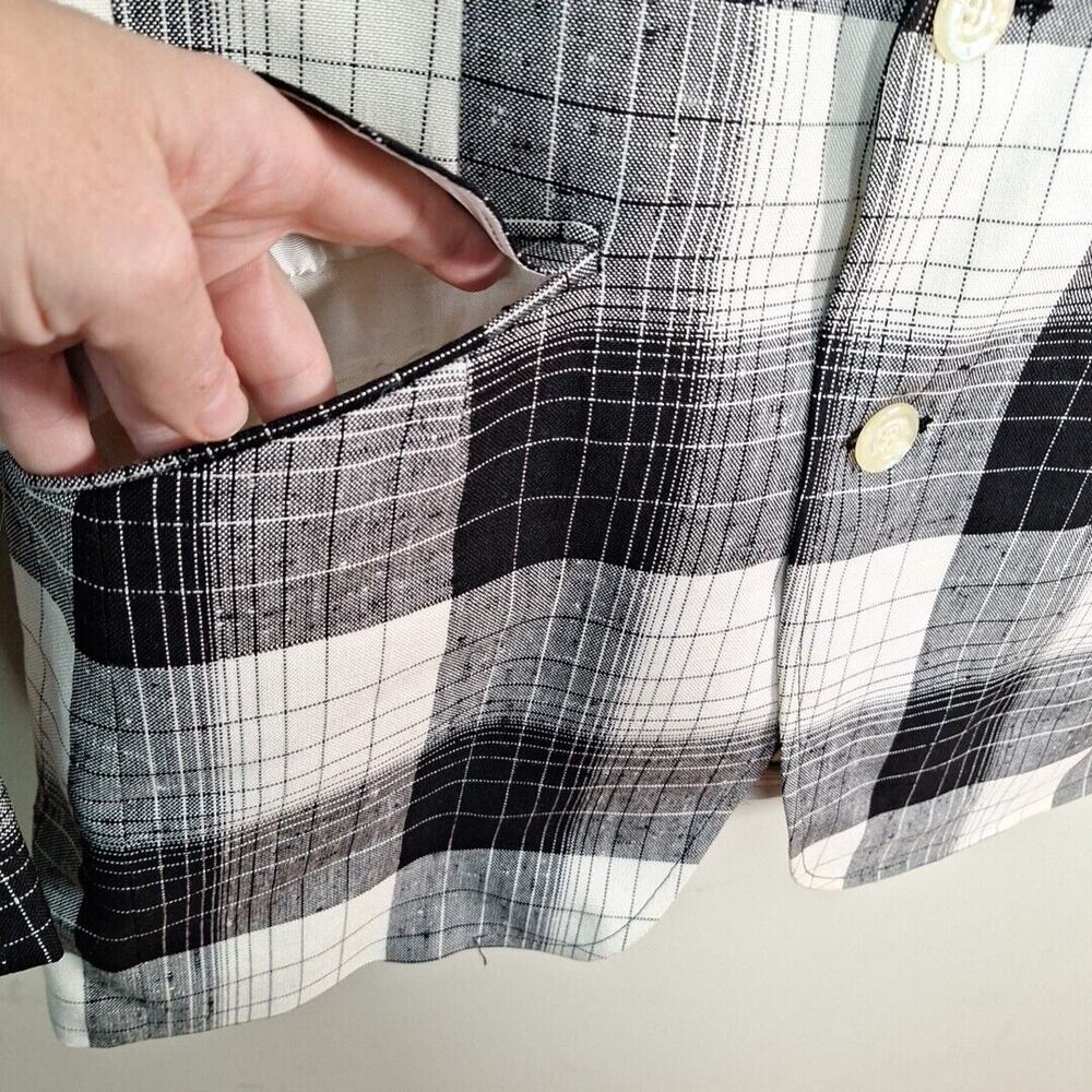 Vtg 60s/70s Black White Plaid Double Vent Mod Fat Lapel Sport Coat Blazer Men 36 - Picture 3 of 10
